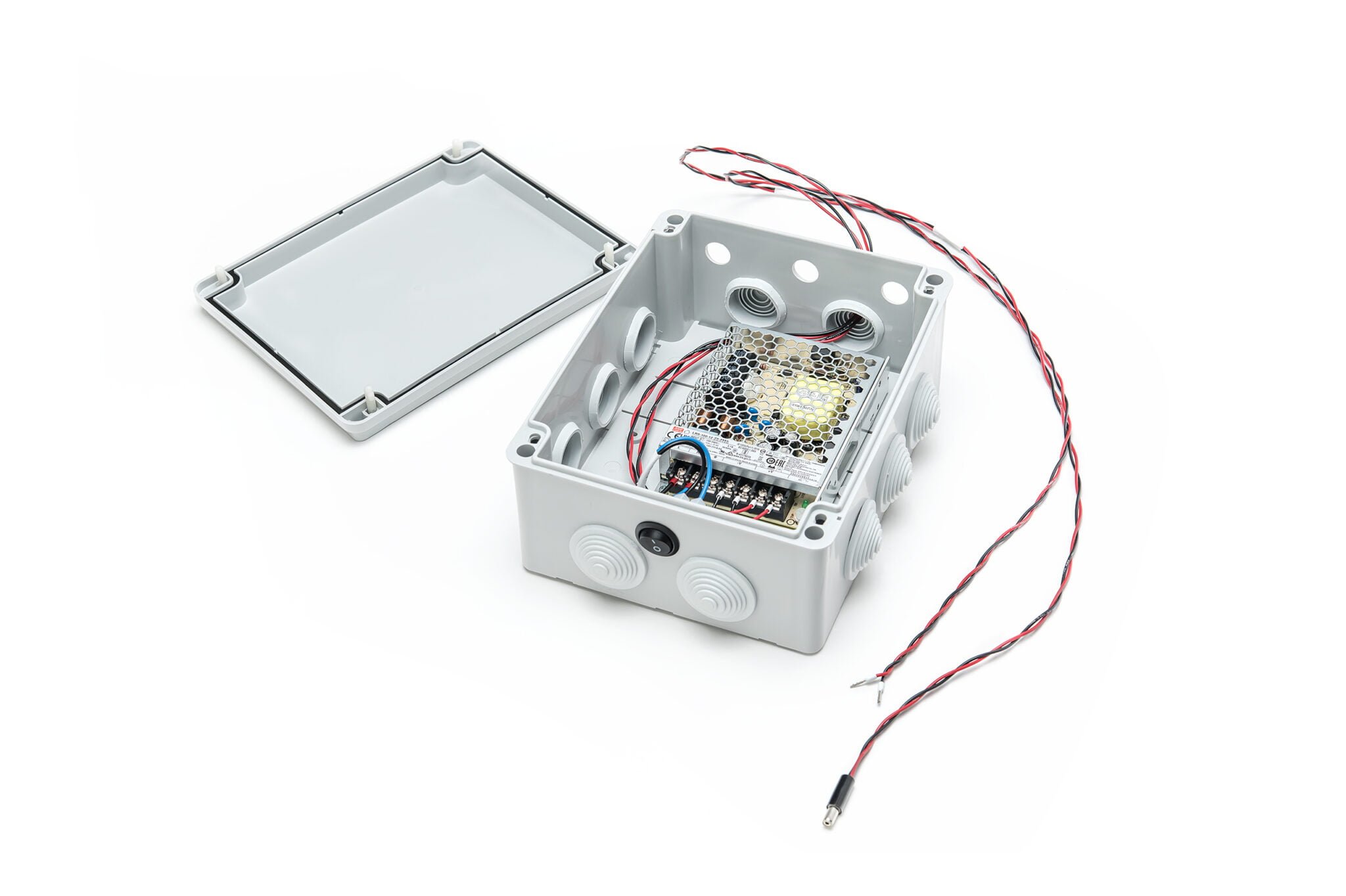 a white box with wires and wires